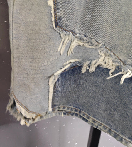 2026 Summer Pentagram Pattern Men's  Mid Length Denim Shorts American High Street Straight