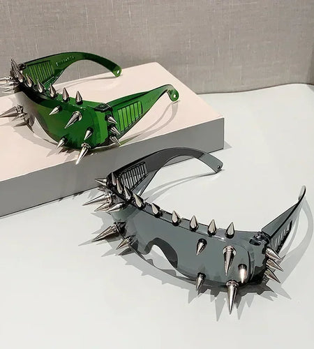 Cyberpunk Demon Eyewear Metal Rivet Sunglasses Steampunk Eyewear
