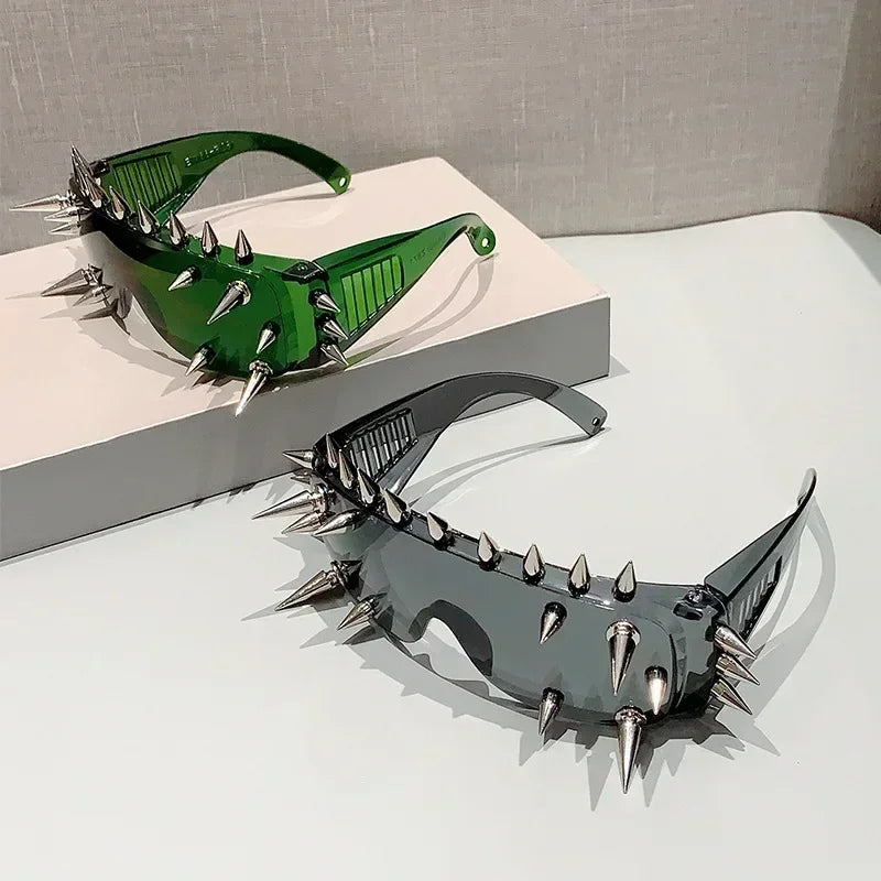 Cyberpunk Demon Eyewear Metal Rivet Sunglasses Steampunk Eyewear