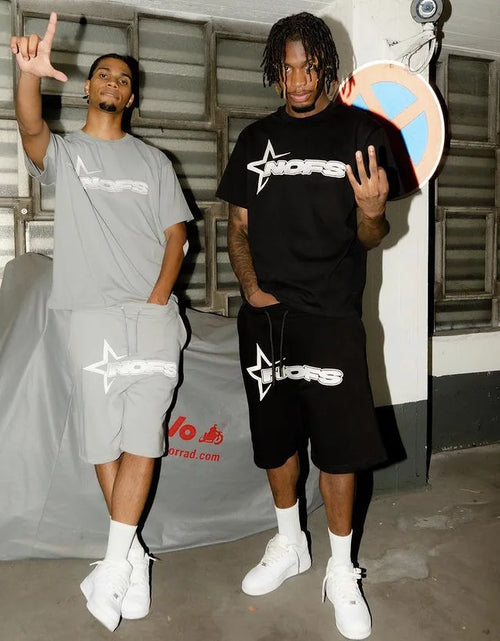 Load image into Gallery viewer, Y2K T-shirt Short Kpop Street Fashion Print Unisex Short Sleeve Tops Casual Loose Drawstring Shorts Pant
