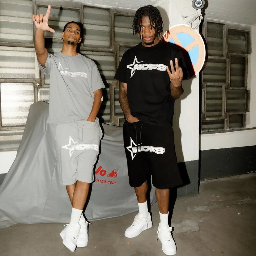 Y2K T-shirt Short Kpop Street Fashion Print Unisex Short Sleeve Tops Casual Loose Drawstring Shorts Pant