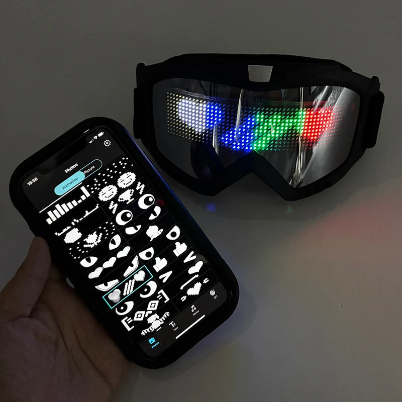 LED Bluetooth Goggles Neon Accessories Futuristic Luminous Glasses Bluetooth