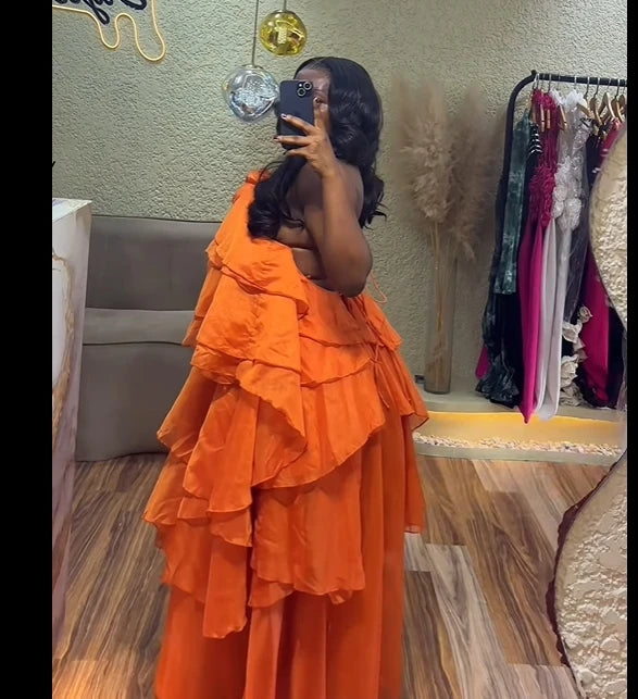 Women Sleeveless Ruffles Loose Smock Strap Maxi Long Sexy Dress