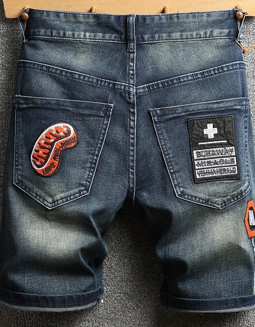 Load image into Gallery viewer, Summer New Fashion Trend Printed Straight Leg Sports Retro Jeans Shorts Comfortable High Quality Shorts 28-36
