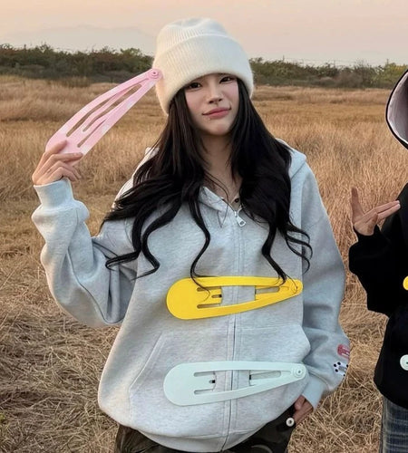 American Fun Detachable Hairpin Hooded Sweatshirt