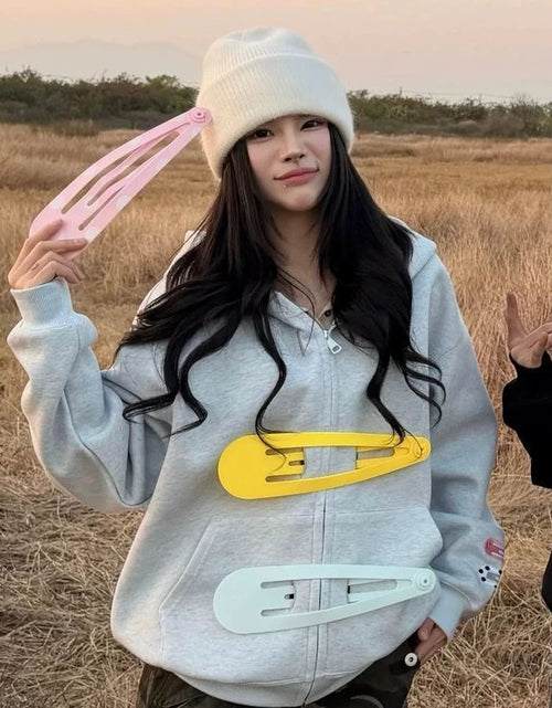 Load image into Gallery viewer, American Fun Detachable Hairpin Hooded Sweatshirt
