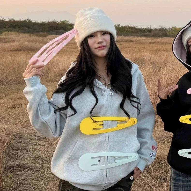 American Fun Detachable Hairpin Hooded Sweatshirt