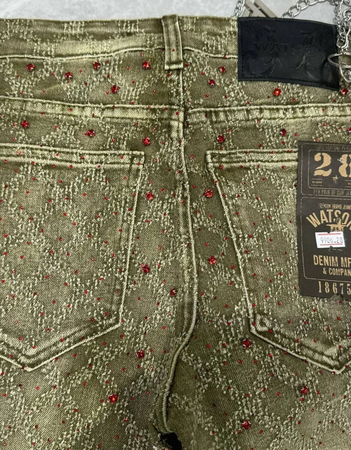 Load image into Gallery viewer, 2026 Rhinestone Men's High Street quality Slim Fit Skinny long Denim Flared Jeans Pants
