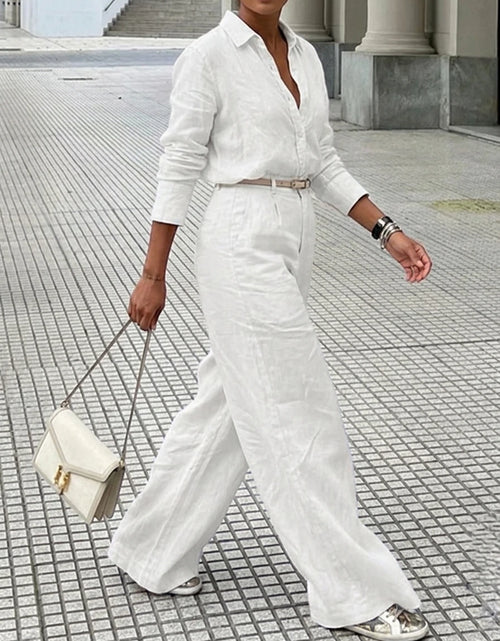 Load image into Gallery viewer, Women's Cotton Linen High Waist Wide Leg Pants with Pockets 2026 Summer Trousers
