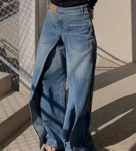 Women's Y2K Style New Rock Hip Hop Baggy Wide Leg Jeans