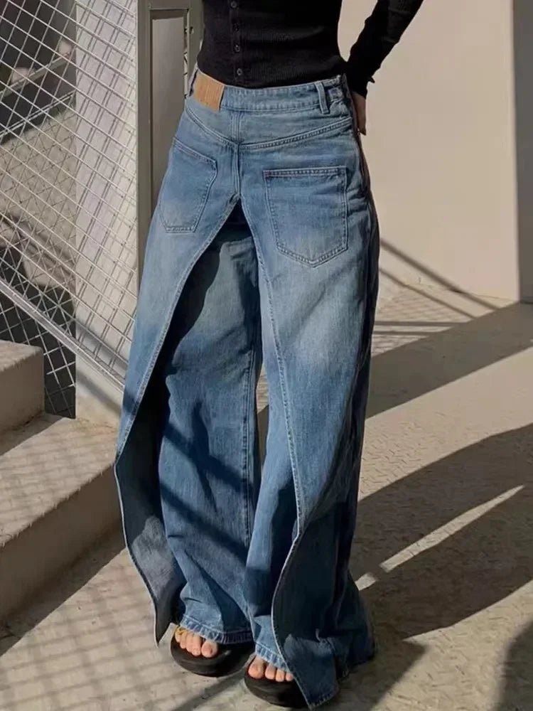 Women's Y2K Style New Rock Hip Hop Baggy Wide Leg Jeans
