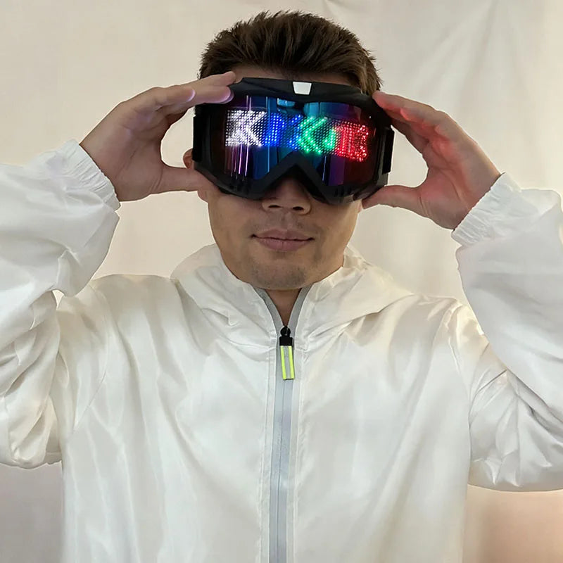 LED Bluetooth Goggles Neon Accessories Futuristic Luminous Glasses Bluetooth