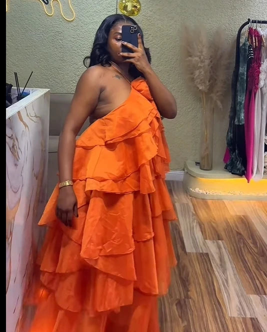 Women Sleeveless Ruffles Loose Smock Strap Maxi Long Sexy Dress
