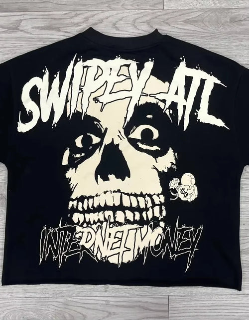 Load image into Gallery viewer, Summer Y2K Retro Gothic Skull Graphic Print T-shirt Men's Oversized Casual Cotton Short-sleeved T-shirt Street Top
