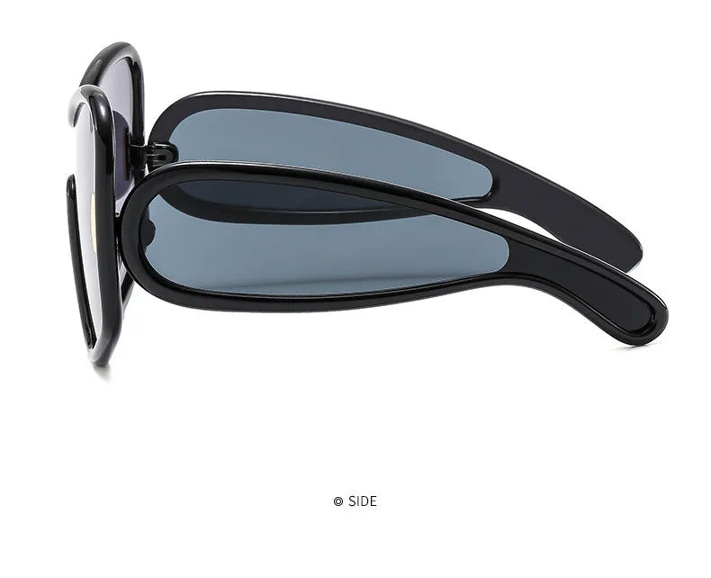 Oversized One-Piece Shield Sunglasses Punk Square Eyewear Vintage Big Frame Sun Glasses