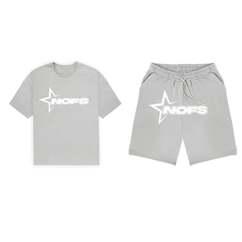 Y2K T-shirt Short Kpop Street Fashion Print Unisex Short Sleeve Tops Casual Loose Drawstring Shorts Pant