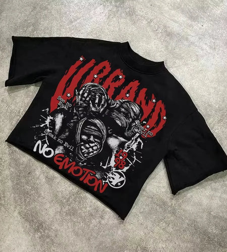 We Are All Alone Abstract Human Face Graphics Printed Cotton T-Shirt Men Y2K Short Sleeves Oversize  vintage t shirt