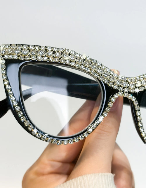Load image into Gallery viewer, Rhinestone Trendy Reading Glasses for Women Retro Square Cute Cat Eye Glasses
