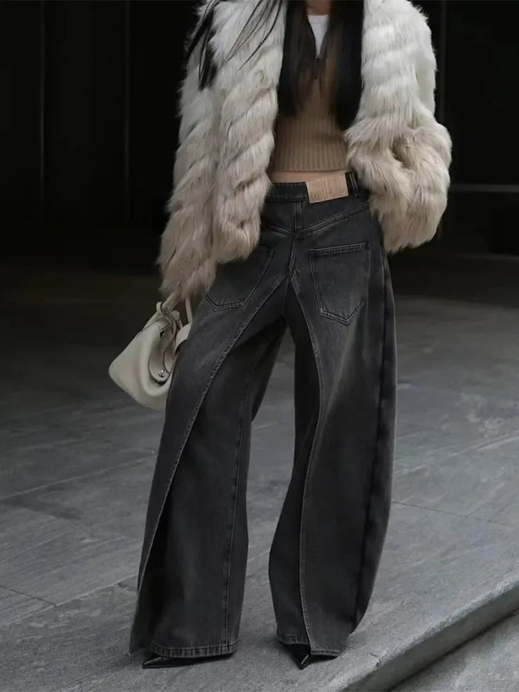 Women's Y2K Style New Rock Hip Hop Baggy Wide Leg Jeans