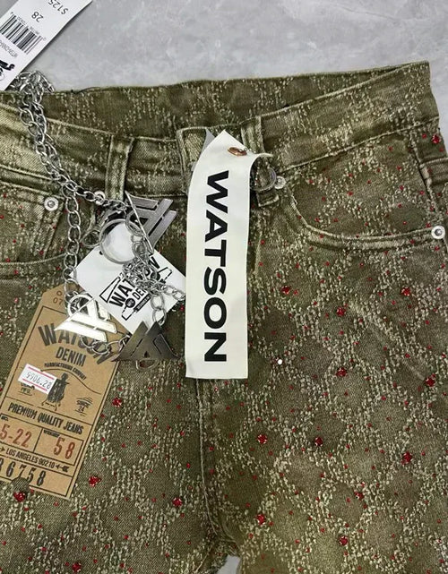Load image into Gallery viewer, 2026 Rhinestone Men's High Street quality Slim Fit Skinny long Denim Flared Jeans Pants
