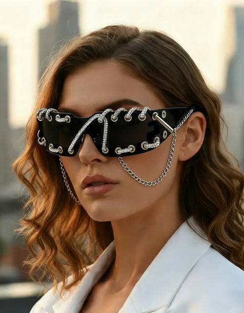 Load image into Gallery viewer, Crystal Chain Like Sunglasses Unique Streetwear
