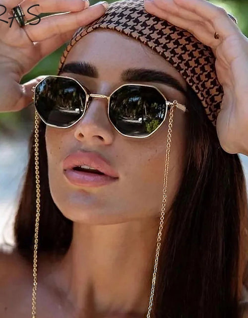 Load image into Gallery viewer, Polygon Sunglasses With Chain 2026 Luxury Brand Fashion Unique Trends Octagon Sun Glasses
