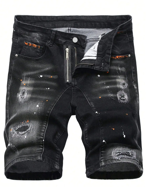 Load image into Gallery viewer, Men's Summer Ripped Denim Shorts Straight Stretch Casual Thin Knee-Length Trousers Fashion Brand Daily Wear Zip Fly Cotton Blend
