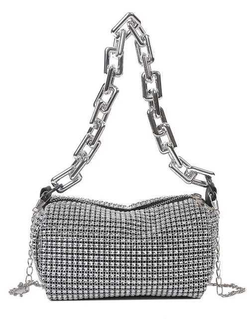 Load image into Gallery viewer, Allover Rhinestone Bucket Bag, Glitter Chain Prom Purse, Women's Mini Crossbody Bag (6.3*3.54) Inch
