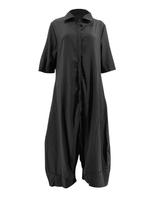 Load image into Gallery viewer, Women Plus Size Jumpsuit 3/4 Sleeve Pocket  Harem Pants Rompers Single Breasted Loose Outfits

