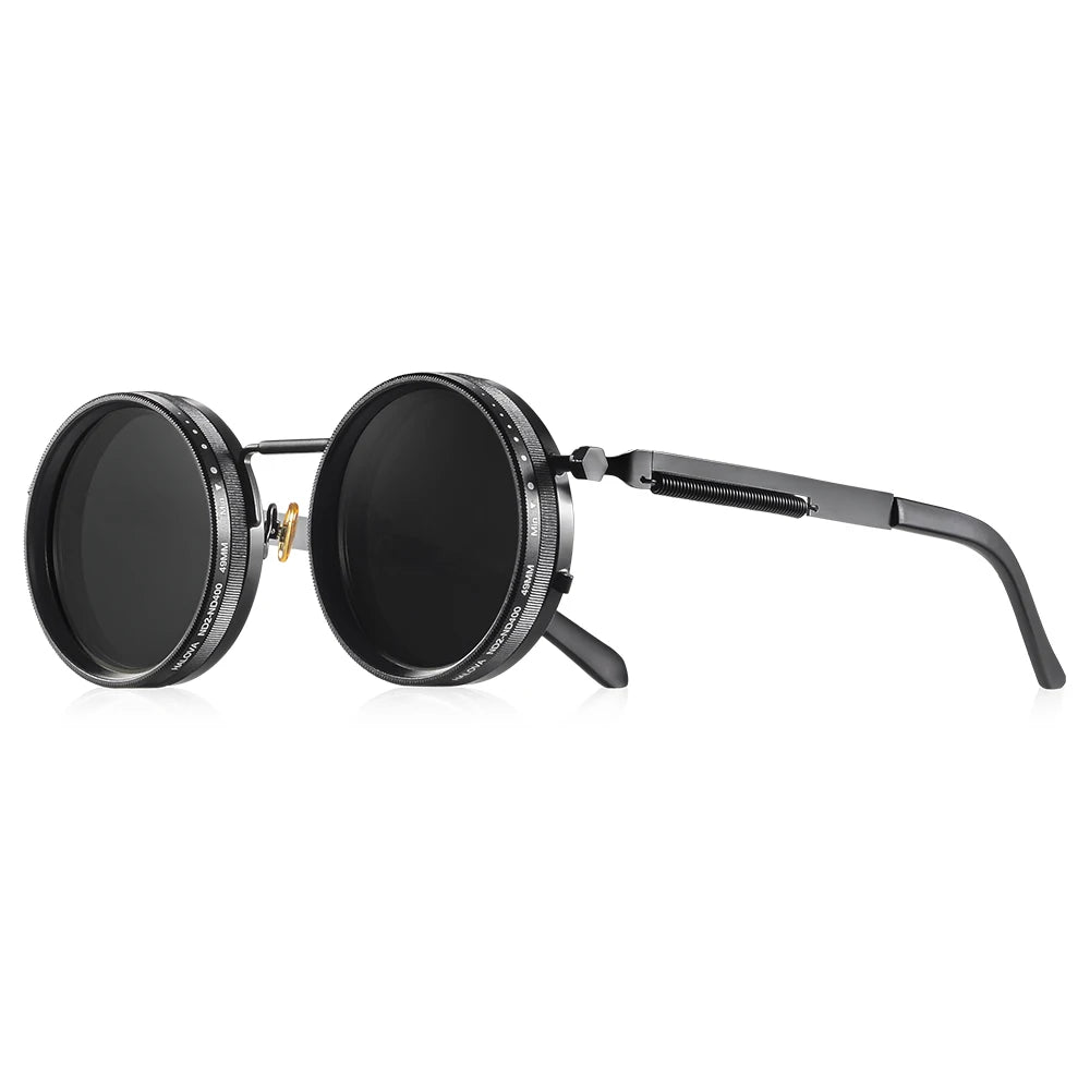 Polarized Round Sunglasses ND9 Adjustable Dimming Men and  Women Retro Punk  Eyeglasses Outdoor Shades UV400