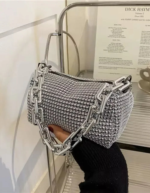 Load image into Gallery viewer, Allover Rhinestone Bucket Bag, Glitter Chain Prom Purse, Women's Mini Crossbody Bag (6.3*3.54) Inch
