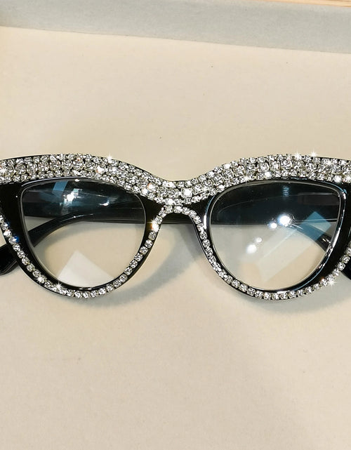Load image into Gallery viewer, Rhinestone Trendy Reading Glasses for Women Retro Square Cute Cat Eye Glasses
