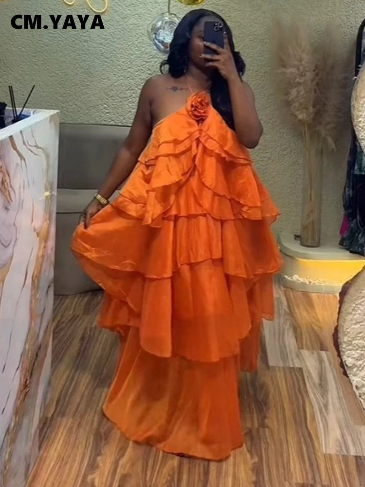 Women Sleeveless Ruffles Loose Smock Strap Maxi Long Sexy Dress